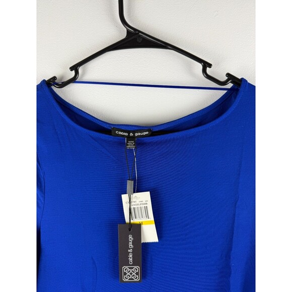 NWT Cable Gauge Top Size M Blue Pull Over 3/4 Sleeve, round neck - Picture 11 of 13